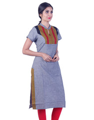 Grey embroidded straight cut kurta