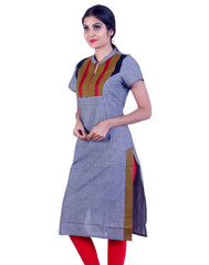 Grey embroidded straight cut kurta