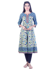 Blue and yellow Embroidded design Anarkali kurta