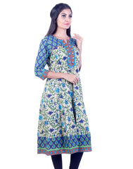 Blue and yellow Embroidded design Anarkali kurta