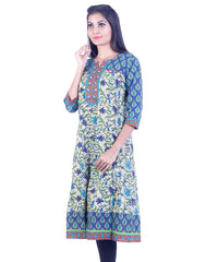 Blue and yellow Embroidded design Anarkali kurta