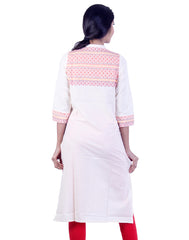 White red printed Straight cut kurta