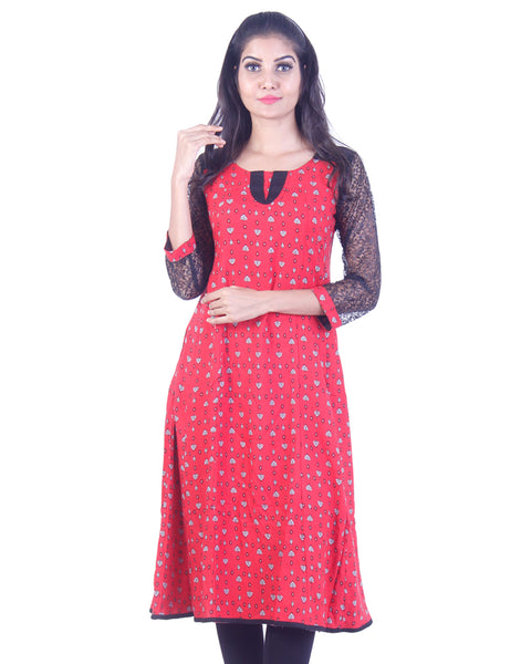 Trendy red black anarkali kurta