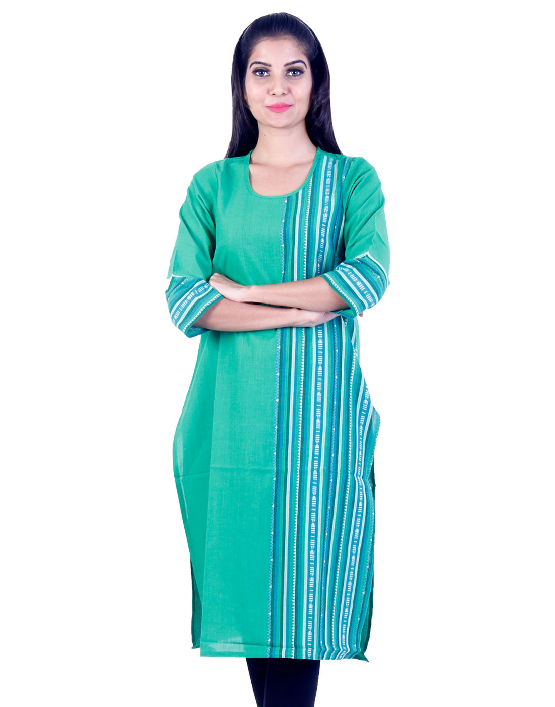 Turquoise Embroidded design Straight cut kurta