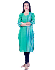 Turquoise Embroidded design Straight cut kurta