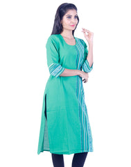 Turquoise Embroidded design Straight cut kurta